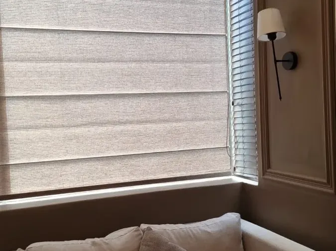 Tan roman blind in a Cape Town lounge